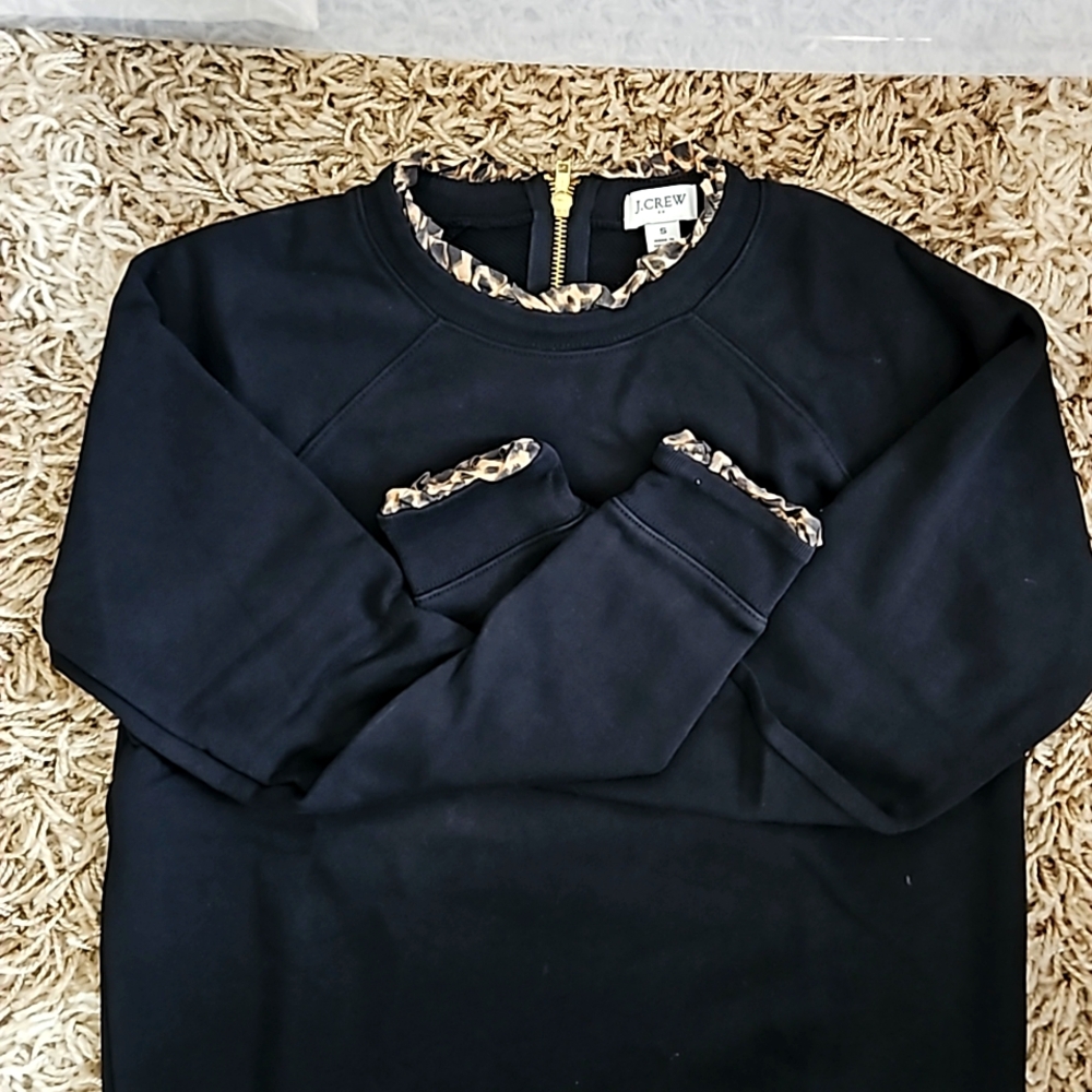 J.CREW factory leopard trim around the neck